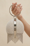Womens Sparkling Crystal Fringed Ball Shape Party Bag