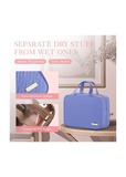 Women's Aqua Blue Hanging Toiletry Bag | Waterproof Travel Makeup Organiser with Hook & Multiple Compartments