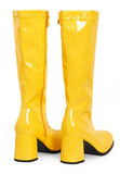 Women Fancy Dress Party GO GO Boots 1960s & 1970s Yellow GoGo boots