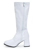 Women's White GoGo Boots Knee High Block Heel Retro Fancy Dress 1960s 1970s-G-733