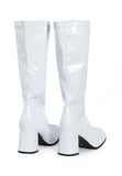 Women's White GoGo Boots Knee High Block Heel Retro Fancy Dress 1960s 1970s-G-733