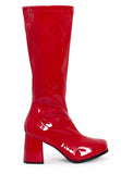 Women's Red GoGo Boots Knee High Block Heel Retro Fancy Dress 1960s 1970s G-733
