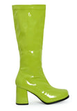Women's Lime Green GoGo Boots Knee High Block Heel Retro Fancy Dress 1960s 1970s