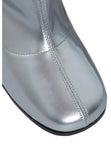 Women's Silver GoGo Boots Knee High Block Heel Retro Fancy Dress 1960s 1970s