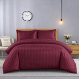 3 Piece Satin Stripe Duvet Cover Set with Pillowcases – Soft Breathable Hotel Style Bedding