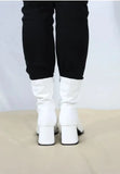 Women’s Go Go Boots Mid Calf Block Heel Zipper White ankle Boot G-732