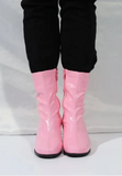 Women’s Go Go Boots Mid Calf Block Heel Zipper Pink ankle Boot G-732