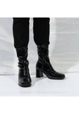 Women’s Go Go Boots Mid Calf Block Heel Zipper Boot G-732