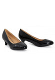 Women Round Toe Kitten Heel Shoes Black patent G-20 PLUS