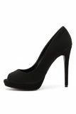 Black Suede Peep Toe High Heel Court Shoes – G-926