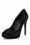 Black Suede Peep Toe High Heel Court Shoes – G-926