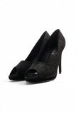 Black Suede Peep Toe High Heel Court Shoes – G-926