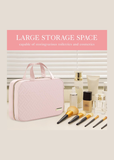 Women's Pink Hanging Toiletry Bag | Waterproof Travel Makeup Organiser with Hook & Multiple Compartments