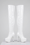 Women's White Patent Thigh High Over The Knee Stiletto Boots Zip 14777