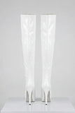 Women's White Patent Thigh High Over The Knee Stiletto Boots Zip 14777