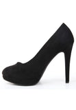 Black Suede Round Toe High Heel Court Shoes – G-925