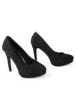 Black Suede Round Toe High Heel Court Shoes – G-925