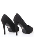 Black Suede Round Toe High Heel Court Shoes – G-925