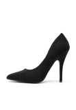 Pointy Toe Court Shoes Black Suede Block Heel Smart Formal Office G-924