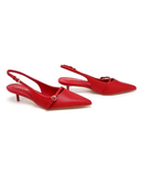 Women's Red Slingback Kitten Heel Pointed Toe Shoes Latex Insole — G-56955-4