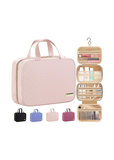 Women's Pink Hanging Toiletry Bag | Waterproof Travel Makeup Organiser with Hook & Multiple Compartments