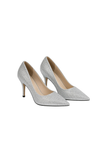 Silver Glitter Stiletto High Heel Court Shoes Pointed Toe 4.5 Inch — BS-12924