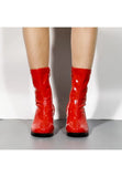 Women’s Go Go Boots Mid Calf Block Heel Zipper ankle Boot-Red Patent G-732