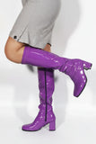 Ladies Women Fancy Dress Party GO GO Boots 1960s & 1970s Purple Patent G-733