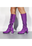 Ladies Women Fancy Dress Party GO GO Boots 1960s & 1970s Purple Patent G-733