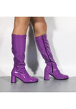 Ladies Women Fancy Dress Party GO GO Boots 1960s & 1970s Purple Patent G-733