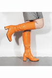Women Fancy Dress Party GO GO Boots 1960s & 1970s Orange Patent G-733