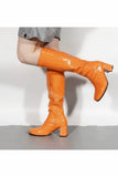 Women Fancy Dress Party GO GO Boots 1960s & 1970s Orange Patent G-733