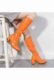 Women Fancy Dress Party GO GO Boots 1960s & 1970s Orange Patent G-733