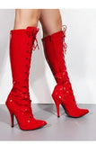 Women’s Knee High Stiletto heel Lace Up and Side Zipper Boots G-719