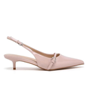 Women's Nude Slingback Kitten Heel Pointed Toe Shoes Latex Insole — G-56955-3