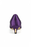Women Round Toe Kitten Heel Shoes Purple Satin G-20
