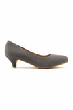 Women Round Toe Kitten Heel Shoes Grey Suede G-20