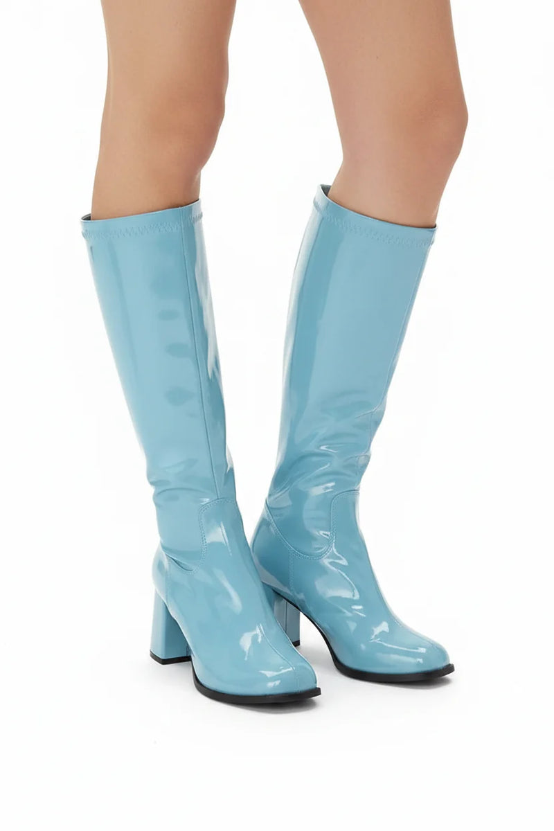 Women Fancy Dress Party GO GO Boots 1960s & 1970s Sky Blue G-733