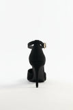 Women's Black Suede Ankle Strap Stiletto Court Shoes Pointed Toe 221