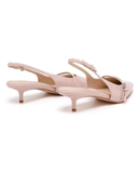 Women's Nude Slingback Kitten Heel Pointed Toe Shoes Latex Insole — G-56955-3