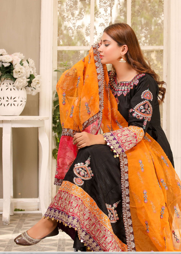 Lush Mother N Daughter Embroidered Cotton 3 Piece Suit L-134