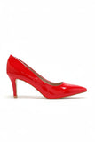Mid Heels Pointed Toe Party Court Shoes- Red Patent G-923-5