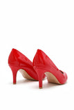 Mid Heels Pointed Toe Party Court Shoes- Red Patent G-923-5