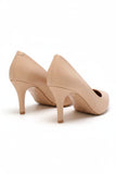 Womens Mid Heels Pointed Toe Party Court Shoes- Nude Patent G-923-4