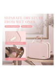 Women's Pink Hanging Toiletry Bag | Waterproof Travel Makeup Organiser with Hook & Multiple Compartments
