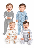 Baby Blue Jungle Print Footed Sleepsuits – Pack of 4