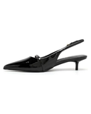 Women's Black Slingback Kitten Heel Shoes G-56955-2