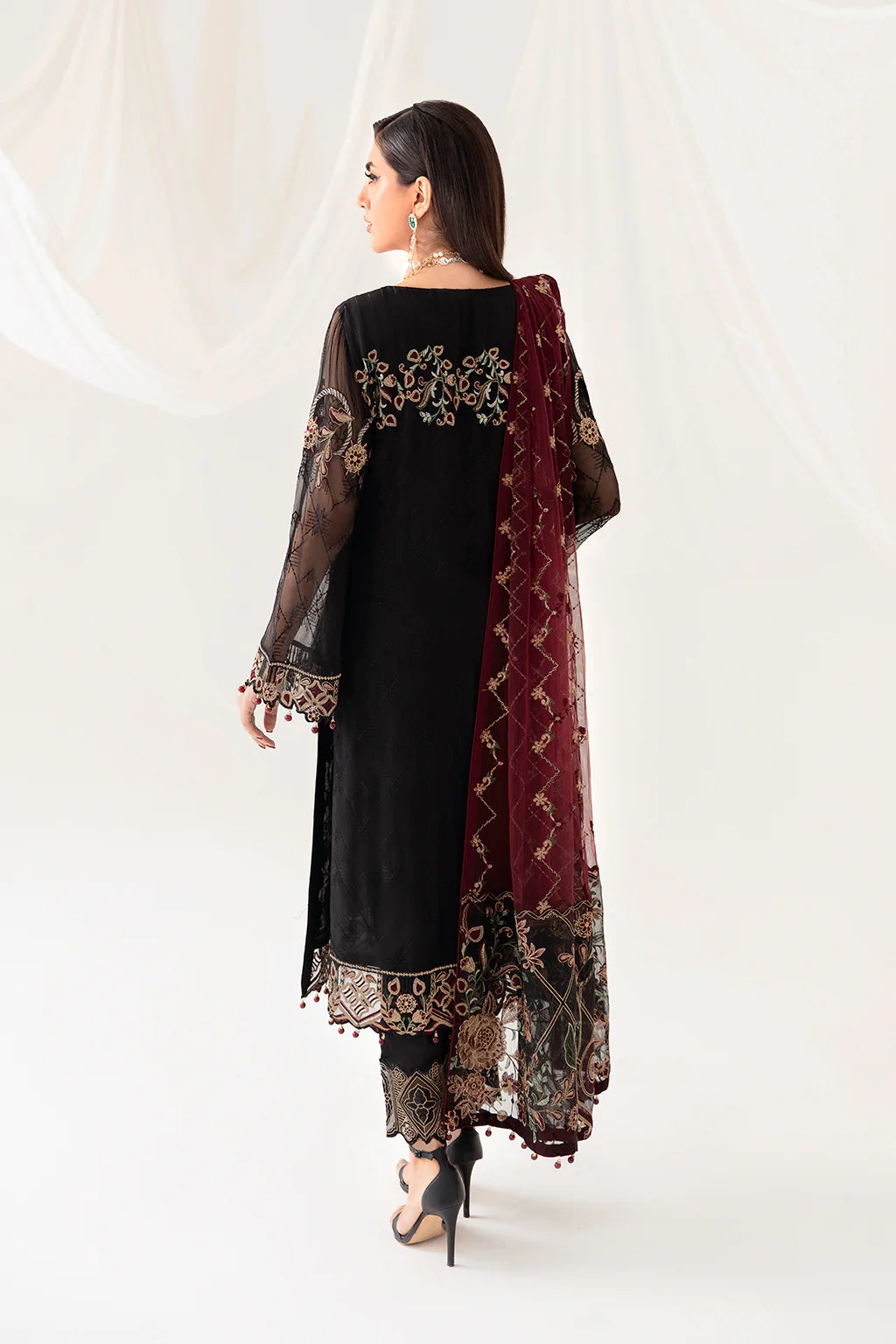 Ramsha Embroidered Chiffon 3 Piece Suit D-1008