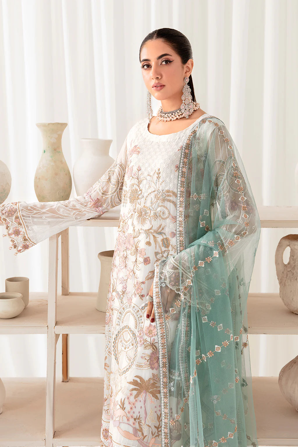 Ramsha Embroidered Chiffon 3 Piece Suit D-1005