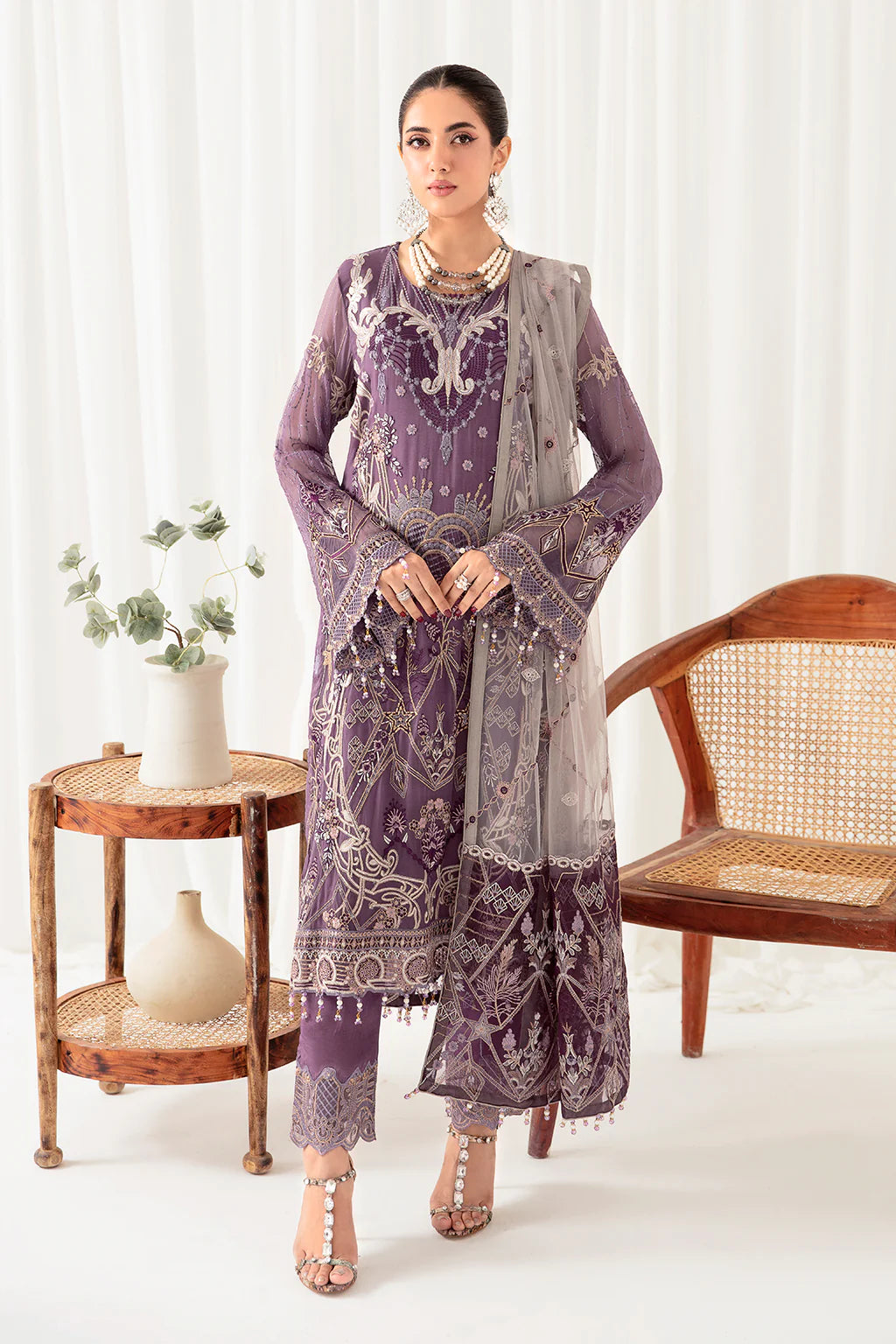 Ramsha Embroidered Chiffon 3 Piece Suit D-1002